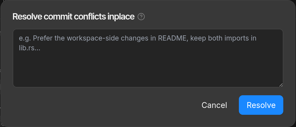 Resolve commit conflicts inplace dialog